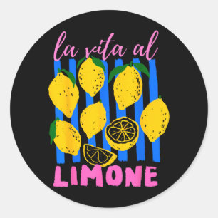 Adesivo Redondo A Vida No Limão Humor Italiano Fruta De Limão Verã