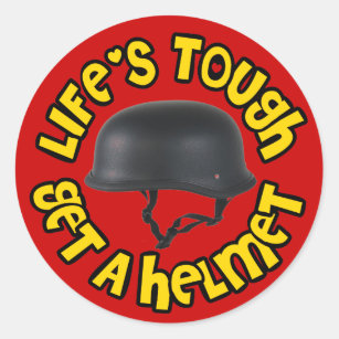 Adesivo Redondo A vida resistente obtem um capacete