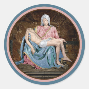Adesivo Redondo A Virgem Maria e o Cristo Pietà de Michelangelo