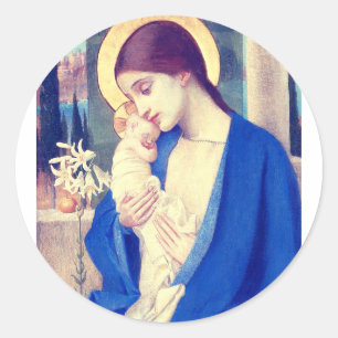 Adesivo Redondo A Virgem Maria e o Menino Jesus Graça Renascentist