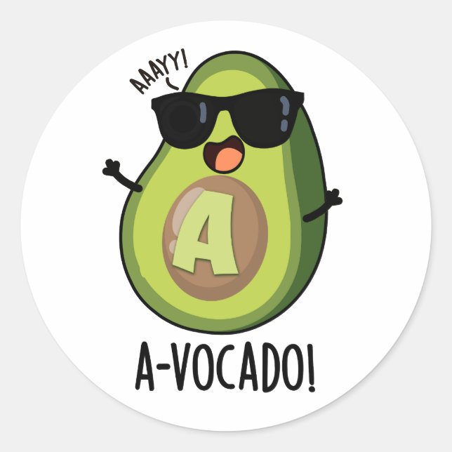 Adesivo Redondo A-vocado Funny Avocado Pun (Frente)