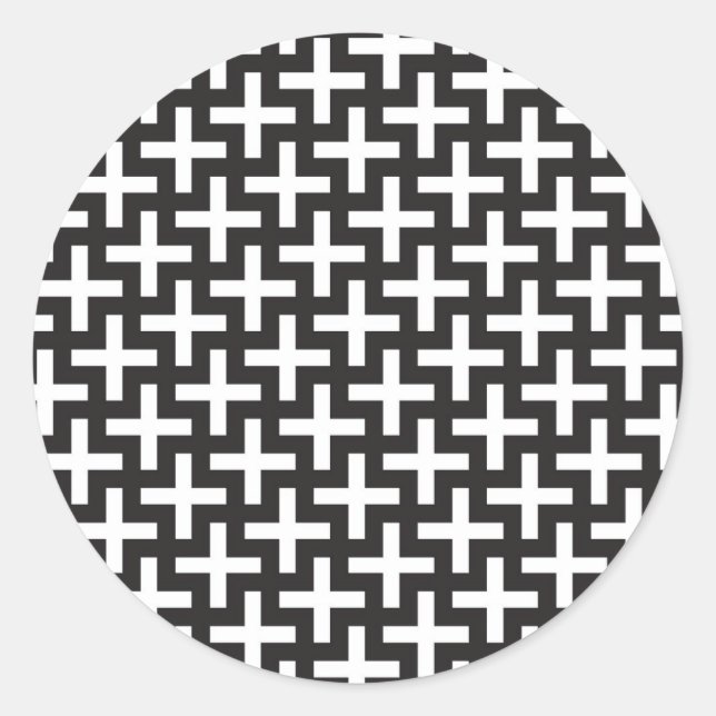 Adesivo Redondo A&w padrões feitos com o sinal 'plus' (Frente)