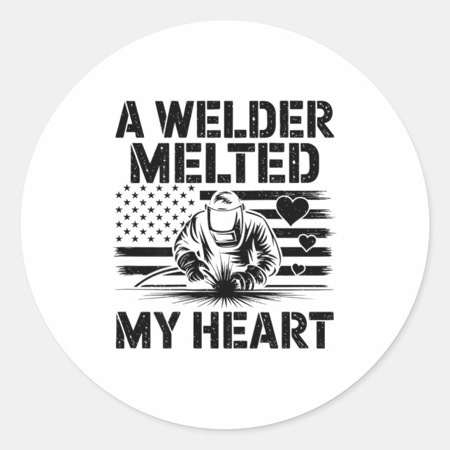 Adesivo Redondo A Welder Melted My Heart Valentine Day On Ck Wel  (Frente)