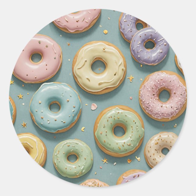 Adesivo Redondo A Whimsical Pastel Donut Dream (Frente)