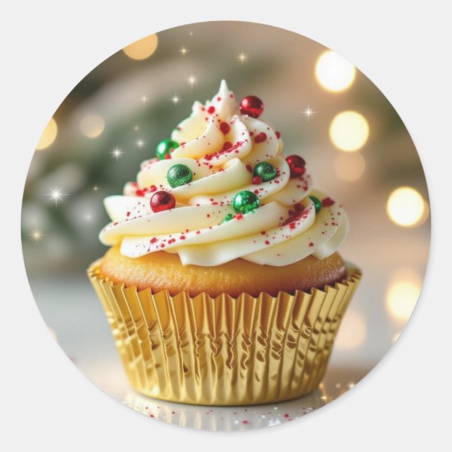 Adesivo Redondo A Yummy Christmas Cupcake (Frente)