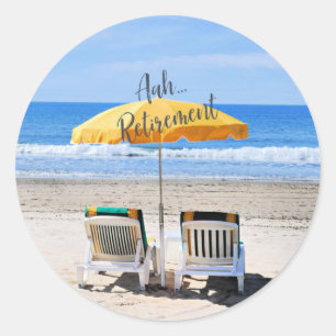 Adesivo Redondo Aah... aposentadoria, um dia na praia