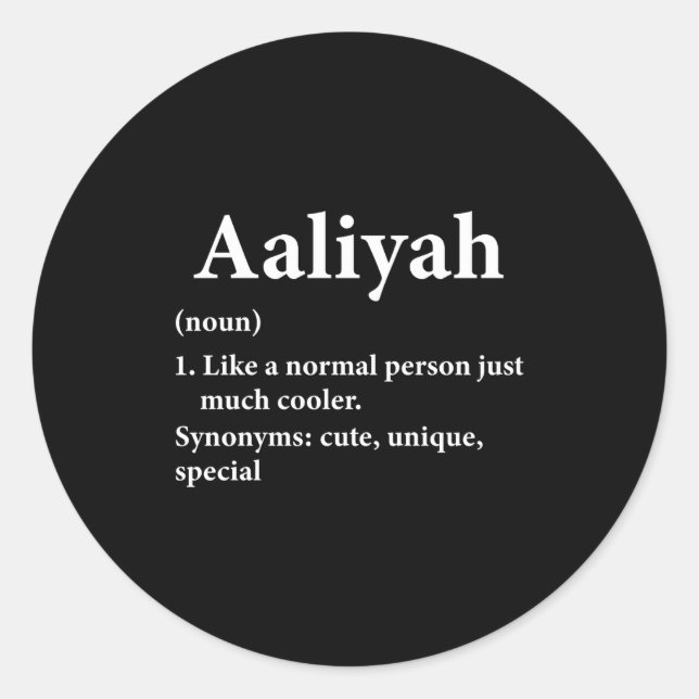 Adesivo Redondo Aaliyah Name Definition Funny D  (Frente)