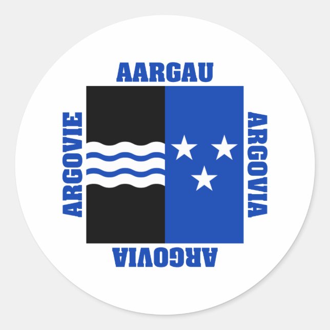 Adesivo Redondo Aargau Suiça Canton Flag (Frente)