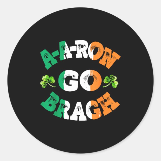 Adesivo Redondo Aaron Erin Go Bragh Shamrock St.patrick's Day  (Frente)