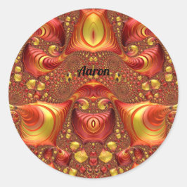 Adesivo Redondo AARON ~ Red Brown Yellow Design Fractal ~