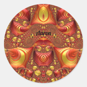 Adesivo Redondo AARON ~ Red Brown Yellow Design Fractal ~