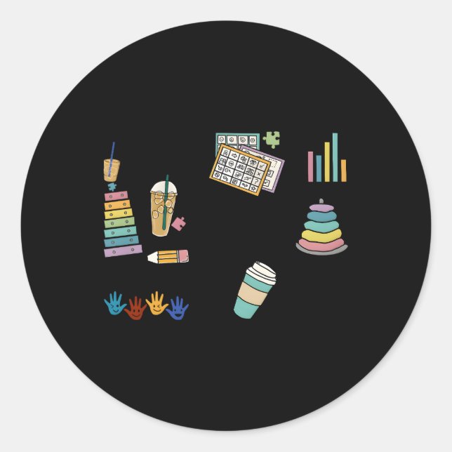 Adesivo Redondo Aba Applied Behaviour Analysis Sped Professor Rbt  (Frente)