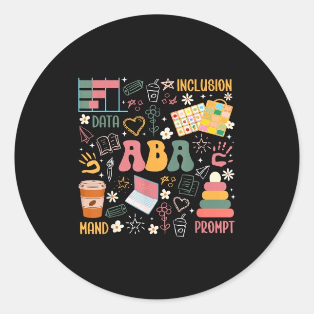 Adesivo Redondo Aba Therapist Groovy Applied Behavior Analysis Aba (Frente)