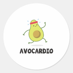 Adesivo Redondo Abacate engraçado da fruta tropical do exercício