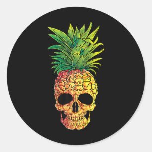 Adesivo Redondo Abacaxi - Caveira T Camisa Aloha - Praias Haw Hava