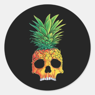 Adesivo Redondo Abacaxi - Caveira T Camisa Aloha - Praias Haw Hava