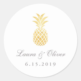 Adesivo Redondo Abacaxi de ouro tropical