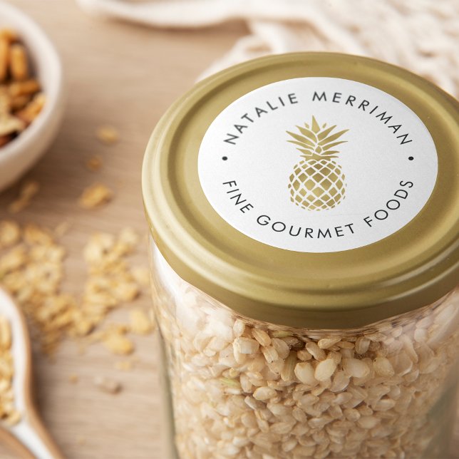 Adesivo Redondo Abacaxi Dourado Faux (Criador carregado)