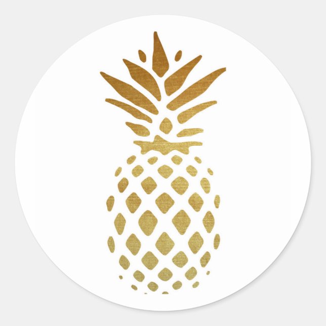 Adesivo Redondo Abacaxi dourado, fruta no ouro (Frente)