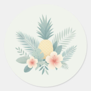 Adesivo Redondo Abacaxi floral e havaiano