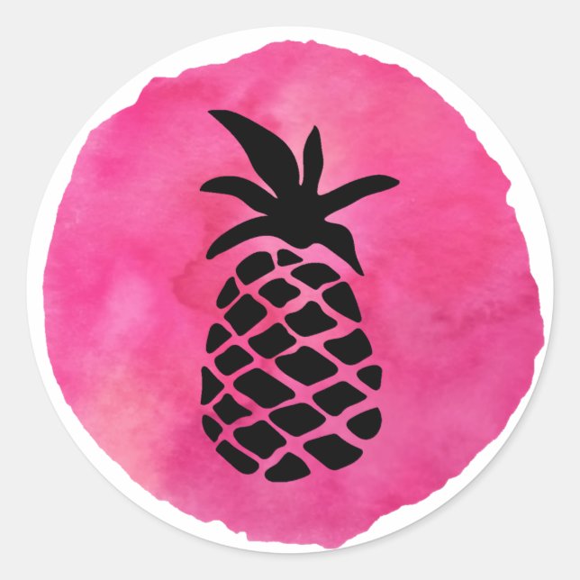 Adesivo Redondo Abacaxi Rosa (Frente)