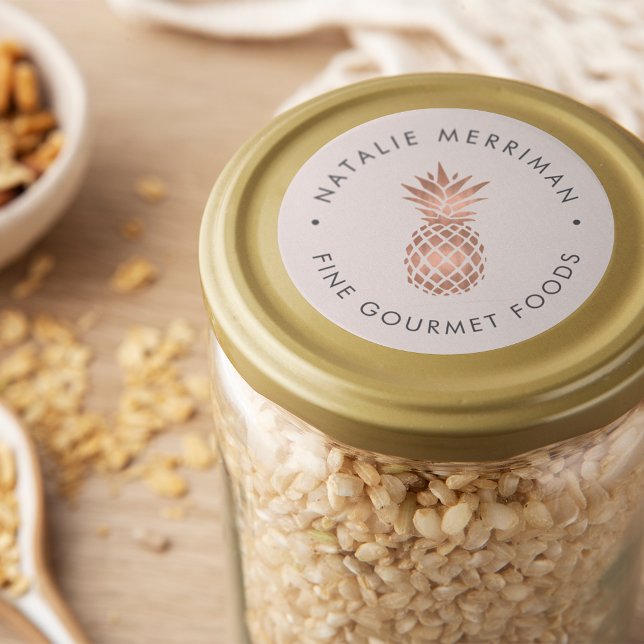 Adesivo Redondo Abacaxi Rosa Dourado Faux (Criador carregado)