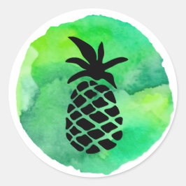 Adesivo Redondo Abacaxi Verde Amarelo