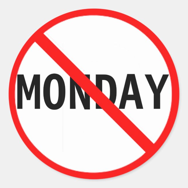 Adesivo Redondo Abaixo com Segunda-Feira (Frente)