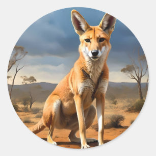 Adesivo Redondo **"Abaixo Delight: O Design de Kangaringo"**