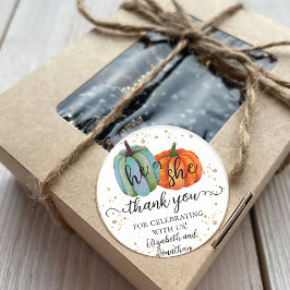 Adesivo Redondo Abandonar Abraços Ele ou Ela Revelam Sexo Obrigado