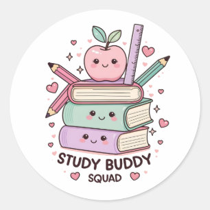 Adesivo Redondo Abastecimento escolar do Budy Squad Study Kawaii