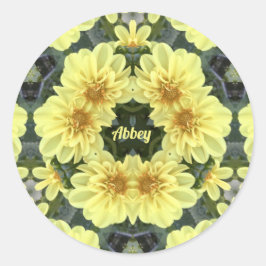 ADESIVO REDONDO ABBEY ~ PÁSCOA DAHLIAS AMARELO RELIGIOSO ~