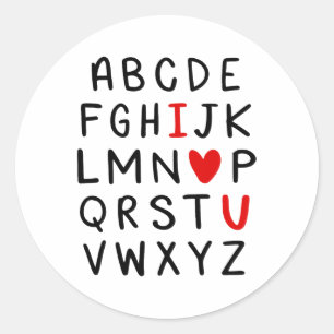 Adesivo Redondo Abc Alfabeto Eu Amo Você Professor De Inglês Dia D