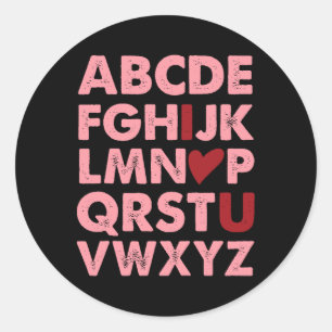 Adesivo Redondo Abc Alphabet Eu Te Amo Dias de os namorados De Pro