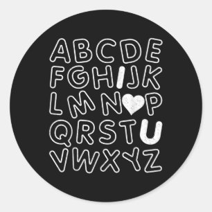 Adesivo Redondo Abc I Love You Alphabet Teachers Day Namorados Da