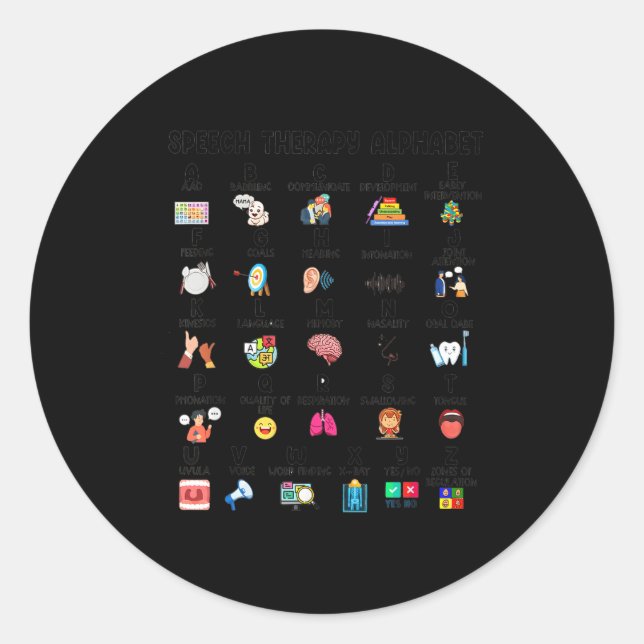 Adesivo Redondo Abc Of Speech Therapy Alphabet Speech Language Pat (Frente)