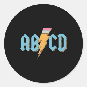 Adesivo Redondo Abcd Pencil Lightning Rock'n Reverter Professor