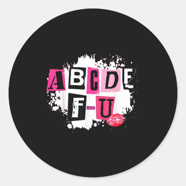 Adesivo Redondo Abcdefu Retro Funny Heart Valentine's Day  (Frente)