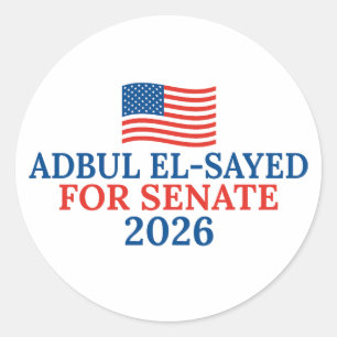 Adesivo Redondo Abdul El-Sayed para Senado Michigan Eleição 2026