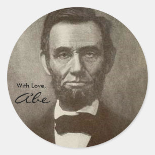 Adesivo Redondo Abe Lincoln Presidente Americano Vintage Retrato E