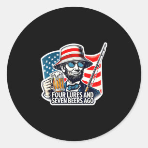Adesivo Redondo Abe lincoln quatro iscas sete cervejas atrás pesca