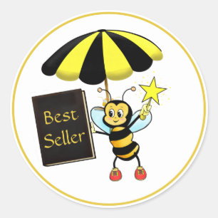 Adesivo Redondo Abeia Bumble Cute & Livro Best Seller