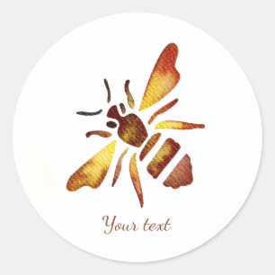 Adesivo Redondo Abeille rústica personalizada marrom ferrugem amar