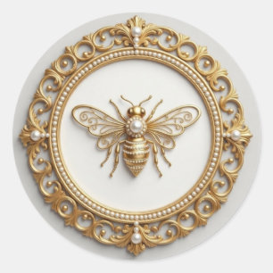 Adesivo Redondo Abeja Chique de Ouro e Pérola