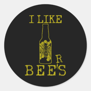 Adesivo Redondo Abejas &amp; Cerveja - Citação Engraçada Apicultur