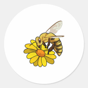 Adesivo Redondo Abelha com Flor