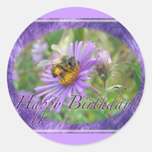 Adesivo Redondo Abelha de mel nos Asters Birthday - Elementos Coor
