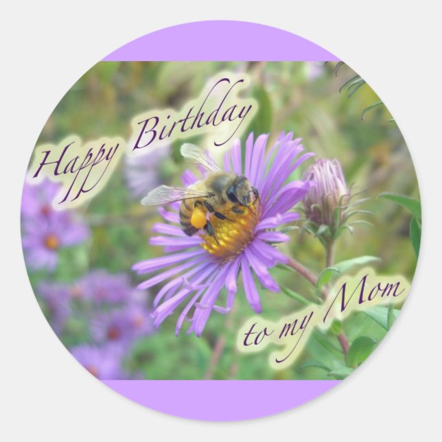 Adesivo Redondo Abelha de mel nos Asters Birthday - Elementos Coor (Frente)