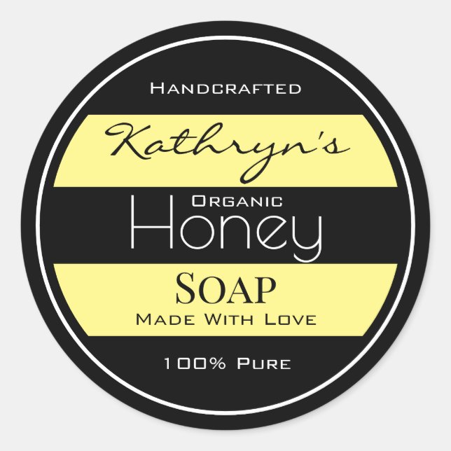 Adesivo Redondo Abelha de mel personalizada (Frente)