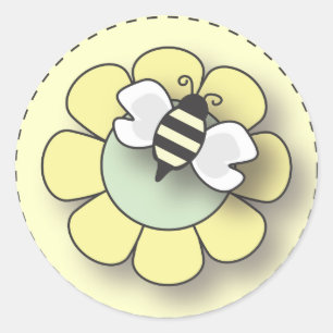 Adesivo Redondo Abelha do bebê no amarelo neutro